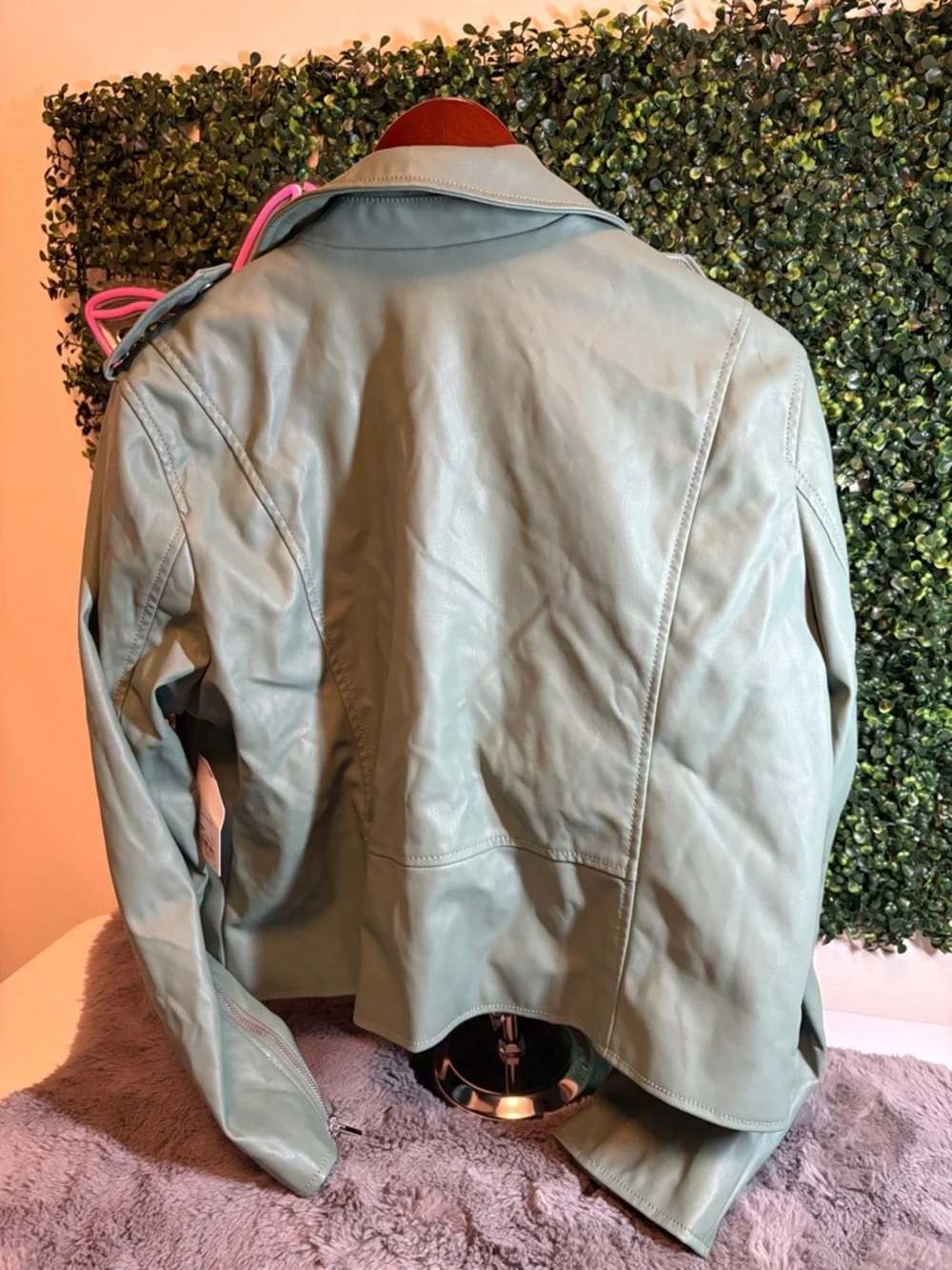 NWT Nine West Green Leather Jacket Size XL - Picture 2 of 4